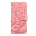 For Realme 12 Pro+ Global Tiger Embossing Pattern Flip Leather Phone Case(Pink)