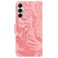 For Samsung Galaxy A15 Tiger Embossing Pattern Flip Leather Phone Case(Pink)