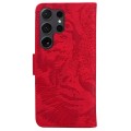 For Samsung Galaxy S24 Ultra 5G Tiger Embossing Pattern Flip Leather Phone Case(Red)
