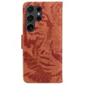 For Samsung Galaxy S24 Ultra 5G Tiger Embossing Pattern Flip Leather Phone Case(Brown)