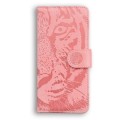 For Samsung Galaxy S24 Ultra 5G Tiger Embossing Pattern Flip Leather Phone Case(Pink)