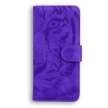 For Samsung Galaxy S24 5G Tiger Embossing Pattern Flip Leather Phone Case(Purple)