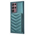 For Samsung Galaxy S22 Ultra 5G BF26 Wave Pattern Card Bag Holder Phone Case(Green)