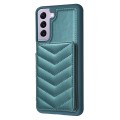 For Samsung Galaxy S22+ 5G BF26 Wave Pattern Card Bag Holder Phone Case(Green)