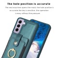 For Samsung Galaxy S21+ 5G BF27 Metal Ring Card Bag Holder Phone Case(Green)