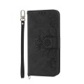 For Xiaomi Redmi Note 13 5G Skin-feel Flowers Embossed Wallet Leather Phone Case(Black)