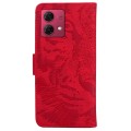 For Motorola Moto G84 Tiger Embossing Pattern Leather Phone Case(Red)
