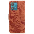 For Motorola Edge 40 Neo Tiger Embossing Pattern Leather Phone Case(Brown)