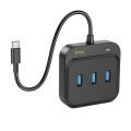 hoco HB35 4 in 1 USB-C / Type-C to USB3.0x3+RJ45 Gigabit Ethernet Adapter, Cable Length: 0.2m(Black)