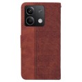 For Xiaomi Redmi Note 13 5G Geometric Embossed Leather Phone Case(Brown)