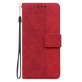 For Xiaomi Redmi Note 13 5G Geometric Embossed Leather Phone Case(Red)