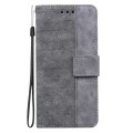 For Xiaomi Redmi Note 13 Pro 4G Geometric Embossed Leather Phone Case(Grey)