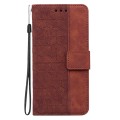 For Xiaomi Poco M6 Pro 4G Geometric Embossed Leather Phone Case(Brown)