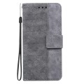 For Realme 12 Pro+ Global Geometric Embossed Leather Phone Case(Grey)