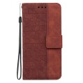 For Realme 12 5G Geometric Embossed Leather Phone Case(Brown)