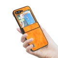 For Samsung Galaxy Z Flip5 ABEEL Dual Color Lichi Texture PU Phone Case(Orange)