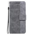 For Samsung Galaxy M54 Geometric Embossed Leather Phone Case(Grey)