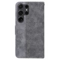 For Samsung Galaxy S24 Ultra 5G Geometric Embossed Leather Phone Case(Grey)