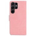 For Samsung Galaxy S24 Ultra 5G Skin Feel Pure Color Flip Leather Phone Case(Pink)