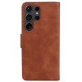 For Samsung Galaxy S24 Ultra 5G Skin Feel Pure Color Flip Leather Phone Case(Brown)