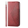 For Xiaomi 13T Cubic Grid Calf Texture Magnetic Leather Phone Case(Red)