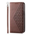 For Xiaomi 13T Cubic Grid Calf Texture Magnetic Leather Phone Case(Brown)