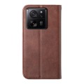 For Xiaomi 13T Cubic Grid Calf Texture Magnetic Leather Phone Case(Brown)