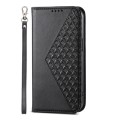 For Xiaomi Redmi Note 13 5G Cubic Grid Calf Texture Magnetic Leather Phone Case(Black)