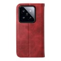 For Xiaomi 14 Pro Cubic Grid Calf Texture Magnetic Leather Phone Case(Red)