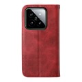 For Xiaomi 14 Cubic Grid Calf Texture Magnetic Leather Phone Case(Red)