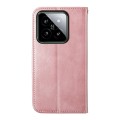 For Xiaomi 14 Cubic Grid Calf Texture Magnetic Leather Phone Case(Rose Gold)