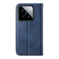 For Xiaomi 14 Cubic Grid Calf Texture Magnetic Leather Phone Case(Blue)