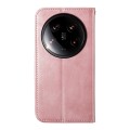 For Xiaomi 14 Ultra Cubic Grid Calf Texture Magnetic Leather Phone Case(Rose Gold)