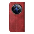 For Realme 12 Pro+ Cubic Grid Calf Texture Magnetic Leather Phone Case(Red)