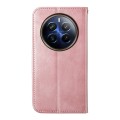 For Realme 12 Pro+ Cubic Grid Calf Texture Magnetic Leather Phone Case(Rose Gold)