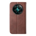 For Realme 12+ Cubic Grid Calf Texture Magnetic Leather Phone Case(Brown)