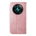 For Realme 12+ Cubic Grid Calf Texture Magnetic Leather Phone Case(Rose Gold)