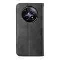 For Realme 12 5G Cubic Grid Calf Texture Magnetic Leather Phone Case(Black)