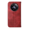 For Realme 12 5G Cubic Grid Calf Texture Magnetic Leather Phone Case(Red)