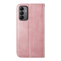 For Samsung Galaxy A05s Cubic Grid Calf Texture Magnetic Leather Phone Case(Rose Gold)