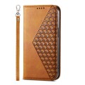 For Samsung Galaxy S24 Ultra 5G Cubic Grid Calf Texture Magnetic Leather Phone Case(Yellow)