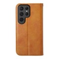 For Samsung Galaxy S24 Ultra 5G Cubic Grid Calf Texture Magnetic Leather Phone Case(Yellow)
