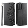 For Samsung Galaxy A35 Cubic Grid Calf Texture Magnetic Leather Phone Case(Black)