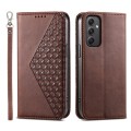 For Samsung Galaxy A35 Cubic Grid Calf Texture Magnetic Leather Phone Case(Brown)