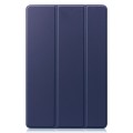 For Samsung Galaxy Tab S9 FE Custer Pure Color 3-Fold Holder Smart Leather Tablet Case(Dark Blue)