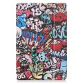For Samsung Galaxy Tab S9 FE Custer Painted 3-Fold Holder Smart Leather Tablet Case(Graffiti)