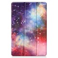 For Samsung Galaxy Tab S9 FE Custer Painted 3-Fold Holder Smart Leather Tablet Case(Milky Way Nebula