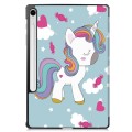 For Samsung Galaxy Tab S9 FE Custer Painted 3-Fold Holder Smart Leather Tablet Case(Unicorn)