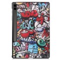 For Samsung Galaxy Tab S9 FE+ Custer Painted 3-Fold Holder Smart Leather Tablet Case(Graffiti)