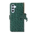 For Samsung Galaxy S24+ Ostrich Pattern Genuine Leather RFID Phone Case(Green)